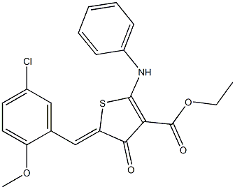 ethyl 2-anilino-5-(5-chloro-2-methoxybenzylidene)-4-oxo-4,5-dihydro-3-thiophenecarboxylate Struktur