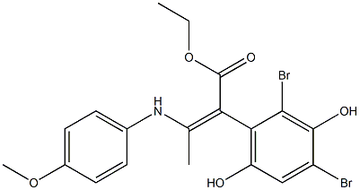 ethyl 2-(2,4-dibromo-3,6-dihydroxyphenyl)-3-(4-methoxyanilino)-2-butenoate Struktur