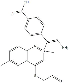 4-(2-{[(2,6-dimethyl-4-quinolinyl)sulfanyl]acetyl}carbohydrazonoyl)benzoic acid Struktur