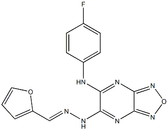 2-furaldehyde [6-(4-fluoroanilino)[1,2,5]oxadiazolo[3,4-b]pyrazin-5-yl]hydrazone Struktur