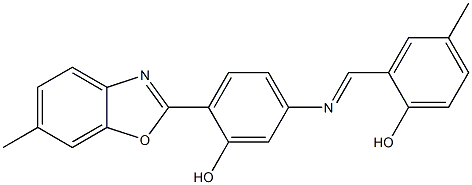 2-({[3-hydroxy-4-(6-methyl-1,3-benzoxazol-2-yl)phenyl]imino}methyl)-4-methylphenol Struktur