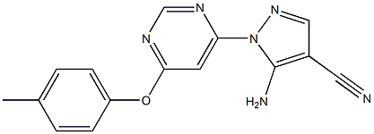 5-amino-1-[6-(4-methylphenoxy)-4-pyrimidinyl]-1H-pyrazole-4-carbonitrile Struktur