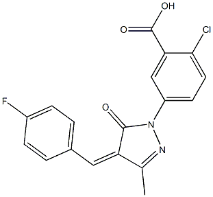 2-chloro-5-[4-(4-fluorobenzylidene)-3-methyl-5-oxo-4,5-dihydro-1H-pyrazol-1-yl]benzoic acid Struktur