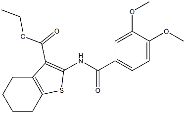 ethyl 2-[(3,4-dimethoxybenzoyl)amino]-4,5,6,7-tetrahydro-1-benzothiophene-3-carboxylate Struktur