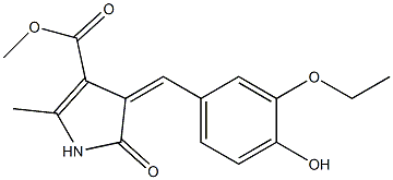 methyl 4-(3-ethoxy-4-hydroxybenzylidene)-2-methyl-5-oxo-4,5-dihydro-1H-pyrrole-3-carboxylate Struktur