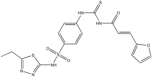 N-(5-ethyl-1,3,4-thiadiazol-2-yl)-4-[({[3-(2-furyl)acryloyl]amino}carbothioyl)amino]benzenesulfonamide Struktur