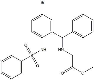 methyl {[{5-bromo-2-[(phenylsulfonyl)amino]phenyl}(phenyl)methyl]amino}acetate Struktur