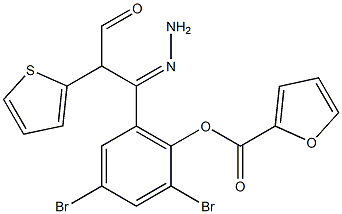 2,4-dibromo-6-[2-(2-thienylacetyl)carbohydrazonoyl]phenyl 2-furoate Struktur