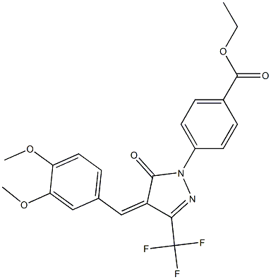 ethyl 4-[4-(3,4-dimethoxybenzylidene)-5-oxo-3-(trifluoromethyl)-4,5-dihydro-1H-pyrazol-1-yl]benzoate Struktur