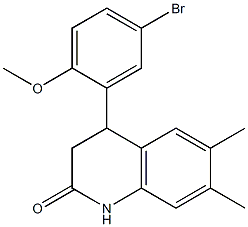 4-(5-bromo-2-methoxyphenyl)-6,7-dimethyl-3,4-dihydro-2(1H)-quinolinone Struktur