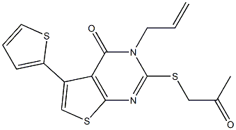 3-allyl-2-[(2-oxopropyl)sulfanyl]-5-(2-thienyl)thieno[2,3-d]pyrimidin-4(3H)-one Struktur