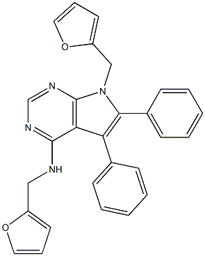 N-(2-furylmethyl)-N-[7-(2-furylmethyl)-5,6-diphenyl-7H-pyrrolo[2,3-d]pyrimidin-4-yl]amine Struktur