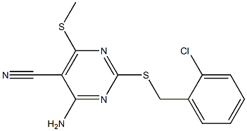 4-amino-2-[(2-chlorobenzyl)sulfanyl]-6-(methylsulfanyl)-5-pyrimidinecarbonitrile Struktur