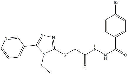 N'-[(4-bromophenyl)carbonyl]-2-[(4-ethyl-5-pyridin-3-yl-4H-1,2,4-triazol-3-yl)sulfanyl]acetohydrazide Struktur