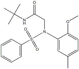 N-(tert-butyl)-2-[2-methoxy-5-methyl(phenylsulfonyl)anilino]acetamide Struktur