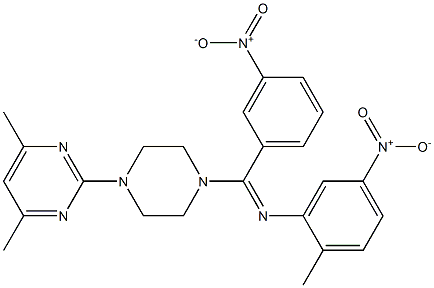 2-[4-(({5-nitro-2-methylphenyl}imino){3-nitrophenyl}methyl)-1-piperazinyl]-4,6-dimethylpyrimidine Struktur