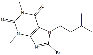 8-bromo-1,3-dimethyl-7-(3-methylbutyl)-3,7-dihydro-1H-purine-2,6-dione Struktur