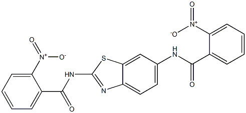 2-nitro-N-[6-({2-nitrobenzoyl}amino)-1,3-benzothiazol-2-yl]benzamide Struktur