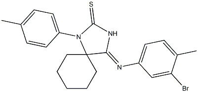 4-[(3-bromo-4-methylphenyl)imino]-1-(4-methylphenyl)-1,3-diazaspiro[4.5]decane-2-thione Struktur