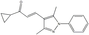 1-cyclopropyl-3-(3,5-dimethyl-1-phenyl-1H-pyrazol-4-yl)-2-propen-1-one Struktur