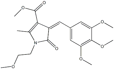 methyl 1-(2-methoxyethyl)-2-methyl-5-oxo-4-(3,4,5-trimethoxybenzylidene)-4,5-dihydro-1H-pyrrole-3-carboxylate Struktur