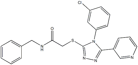 2-{[4-(3-chlorophenyl)-5-pyridin-3-yl-4H-1,2,4-triazol-3-yl]sulfanyl}-N-(phenylmethyl)acetamide Struktur