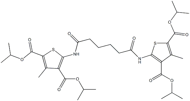 diisopropyl 5-[(6-{[3,5-bis(isopropoxycarbonyl)-4-methyl-2-thienyl]amino}-6-oxohexanoyl)amino]-3-methyl-2,4-thiophenedicarboxylate Struktur