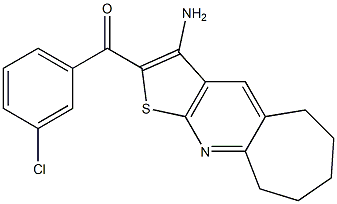 (3-amino-6,7,8,9-tetrahydro-5H-cyclohepta[b]thieno[3,2-e]pyridin-2-yl)(3-chlorophenyl)methanone Struktur