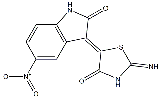 5-nitro-3-(2-imino-4-oxo-1,3-thiazolidin-5-ylidene)-1,3-dihydro-2H-indol-2-one Struktur