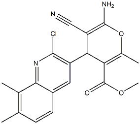 methyl 6-amino-4-(2-chloro-7,8-dimethylquinolin-3-yl)-5-cyano-2-methyl-4H-pyran-3-carboxylate Struktur