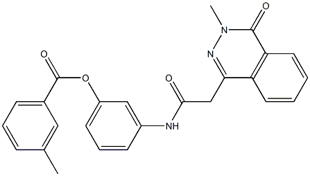 3-{[2-(3-methyl-4-oxo-3,4-dihydro-1-phthalazinyl)acetyl]amino}phenyl 3-methylbenzoate Struktur