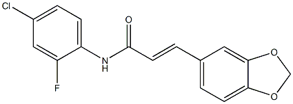 3-(1,3-benzodioxol-5-yl)-N-(4-chloro-2-fluorophenyl)acrylamide Struktur