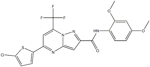 5-(5-chloro-2-thienyl)-N-(2,4-dimethoxyphenyl)-7-(trifluoromethyl)pyrazolo[1,5-a]pyrimidine-2-carboxamide Struktur