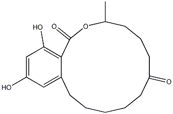 14,16-dihydroxy-3-methyl-3,4,5,6,9,10,11,12-octahydro-1H-2-benzoxacyclotetradecine-1,7(8H)-dione Struktur