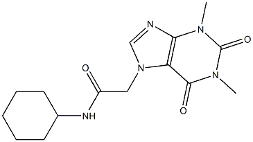 N-cyclohexyl-2-(1,3-dimethyl-2,6-dioxo-1,2,3,6-tetrahydro-7H-purin-7-yl)acetamide Struktur