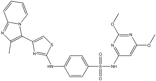 N-(2,6-dimethoxy-4-pyrimidinyl)-4-{[4-(2-methylimidazo[1,2-a]pyridin-3-yl)-1,3-thiazol-2-yl]amino}benzenesulfonamide Struktur