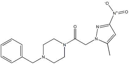 1-benzyl-4-({3-nitro-5-methyl-1H-pyrazol-1-yl}acetyl)piperazine Struktur