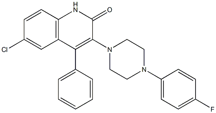 6-chloro-3-[4-(4-fluorophenyl)-1-piperazinyl]-4-phenyl-2(1H)-quinolinone Struktur