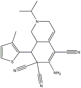 6-amino-2-isopropyl-8-(3-methyl-2-thienyl)-2,3,8,8a-tetrahydro-5,7,7(1H)-isoquinolinetricarbonitrile Struktur