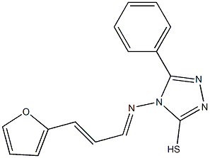 4-{[3-(2-furyl)-2-propenylidene]amino}-5-phenyl-4H-1,2,4-triazol-3-yl hydrosulfide Struktur