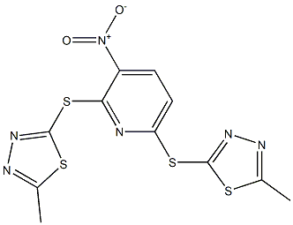 3-nitro-2,6-bis[(5-methyl-1,3,4-thiadiazol-2-yl)sulfanyl]pyridine Struktur