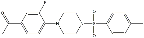 1-(3-fluoro-4-{4-[(4-methylphenyl)sulfonyl]-1-piperazinyl}phenyl)ethanone Struktur