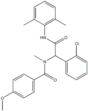 N-[1-(2-chlorophenyl)-2-(2,6-dimethylanilino)-2-oxoethyl]-4-methoxy-N-methylbenzamide Struktur