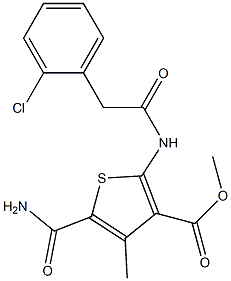 methyl 5-(aminocarbonyl)-2-{[(2-chlorophenyl)acetyl]amino}-4-methyl-3-thiophenecarboxylate Struktur