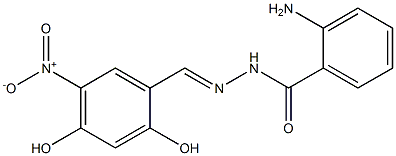 2-amino-N'-{2,4-dihydroxy-5-nitrobenzylidene}benzohydrazide Struktur