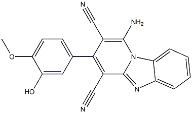 1-amino-3-(3-hydroxy-4-methoxyphenyl)pyrido[1,2-a]benzimidazole-2,4-dicarbonitrile Struktur