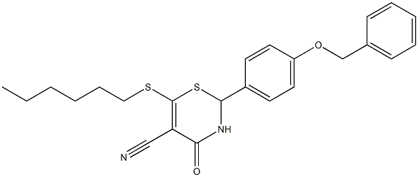 2-[4-(benzyloxy)phenyl]-6-(hexylsulfanyl)-4-oxo-3,4-dihydro-2H-1,3-thiazine-5-carbonitrile Struktur