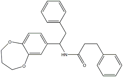 N-[1-(3,4-dihydro-2H-1,5-benzodioxepin-7-yl)-2-phenylethyl]-3-phenylpropanamide Struktur