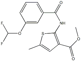 methyl 2-{[3-(difluoromethoxy)benzoyl]amino}-5-methyl-3-thiophenecarboxylate Struktur