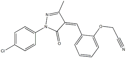 (2-{[1-(4-chlorophenyl)-3-methyl-5-oxo-1,5-dihydro-4H-pyrazol-4-ylidene]methyl}phenoxy)acetonitrile Struktur